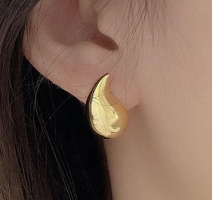 Ameya Teardrop Earrings, 18k Gold Plated, 925 Sterling Silver, Modern Design