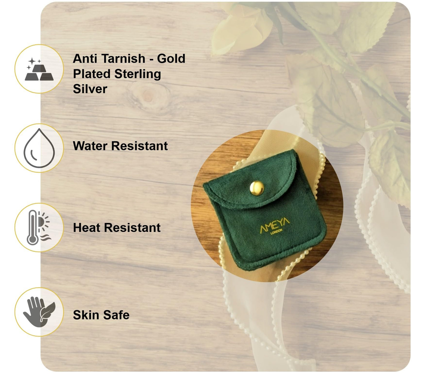 Ameya - The Clover Bundle (Ring + Earring) 18K Gold Plated on 925 Sterling Silver