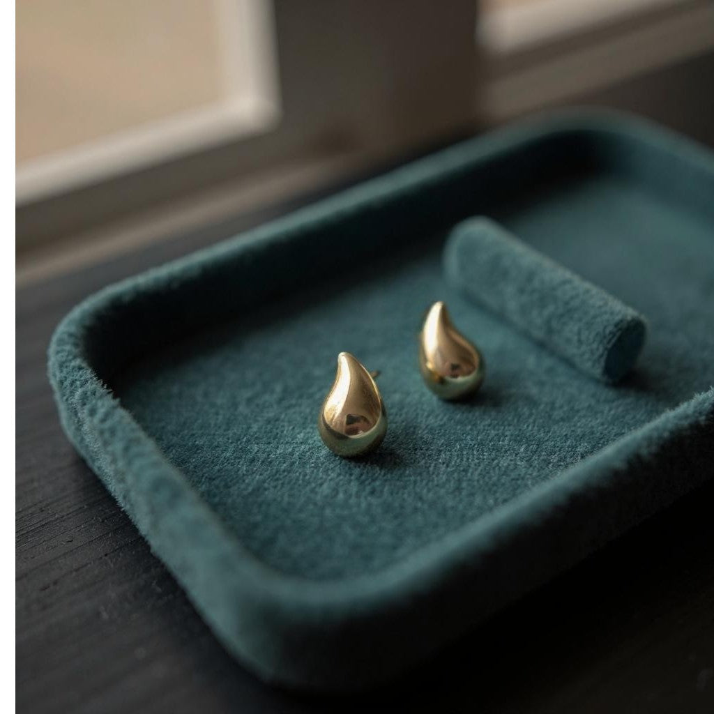Ameya Teardrop Earrings, 18k Gold Plated, 925 Sterling Silver, Modern Design