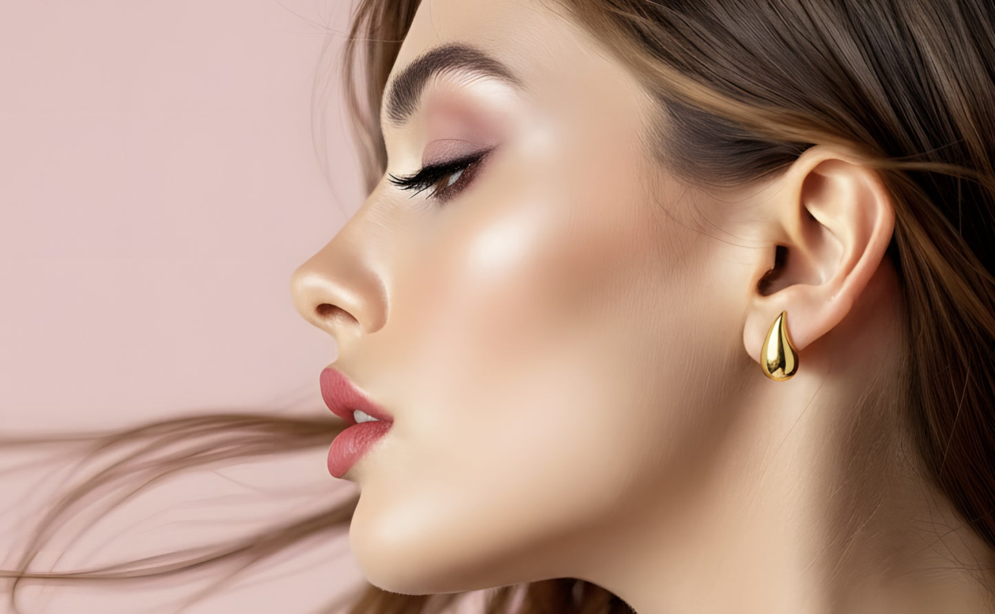 Ameya Teardrop Earrings, 18k Gold Plated, 925 Sterling Silver, Modern Design