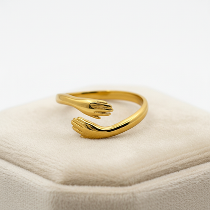 Ameya Adjustable 'Hug Ring' 18k Gold Plated Sterling Silver – Timeless Jewelry